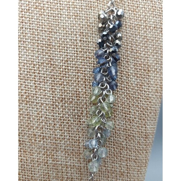 Coldwater Creek Silver Tone Long Station Chain Necklace Blue Ombre Crystal 36" - Picture 3 of 10